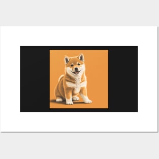 Funny and Cute Shiba Inu Dog Illustration Drawing Posters and Art